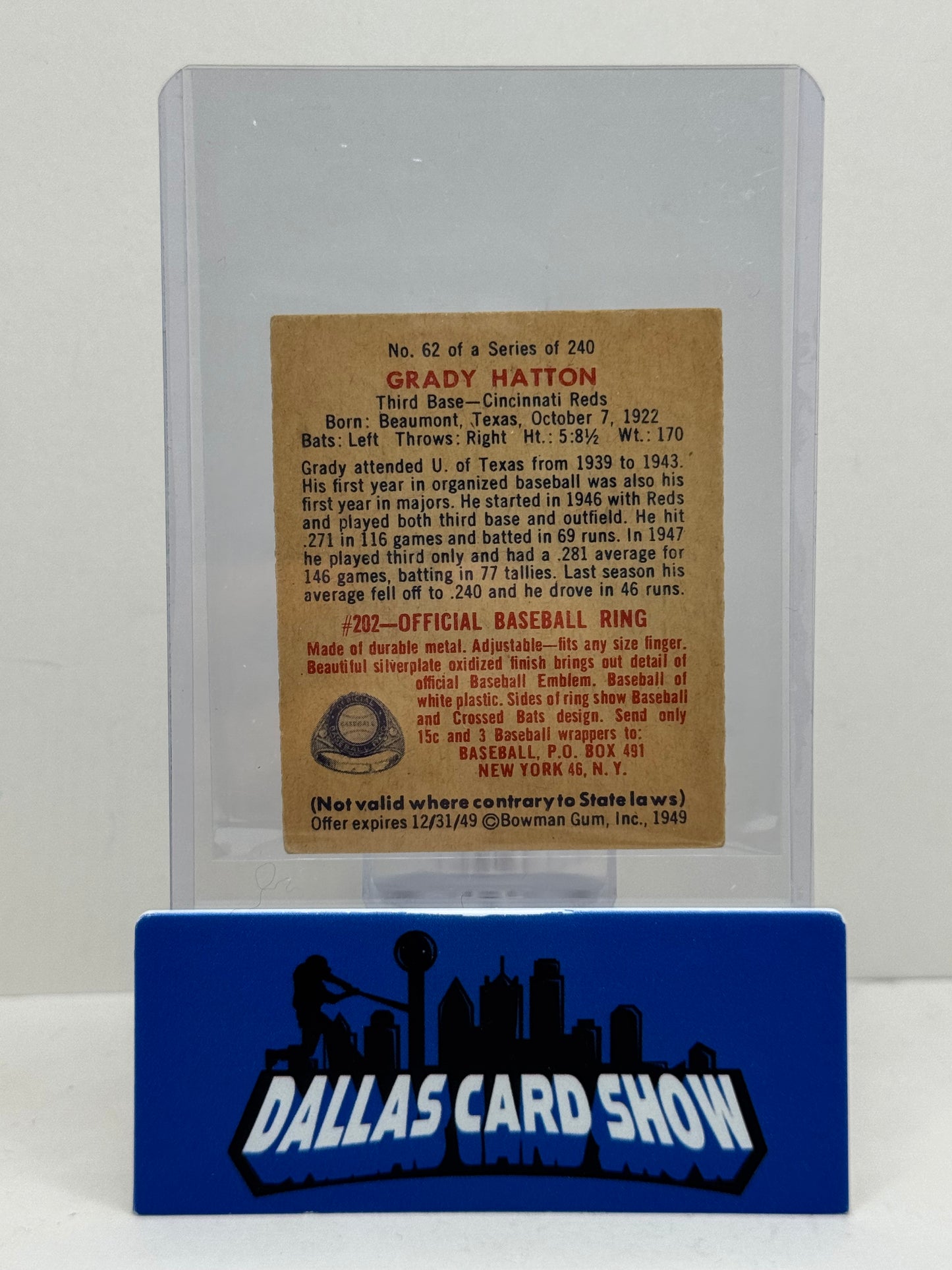 1949 Bowman Grady Hatton #62