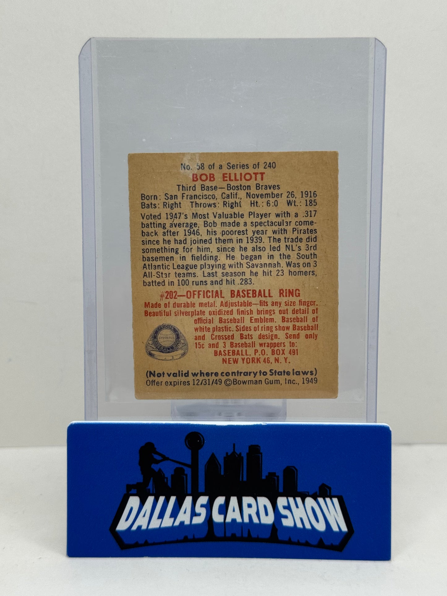 1949 Bowman Bob Elliott #58