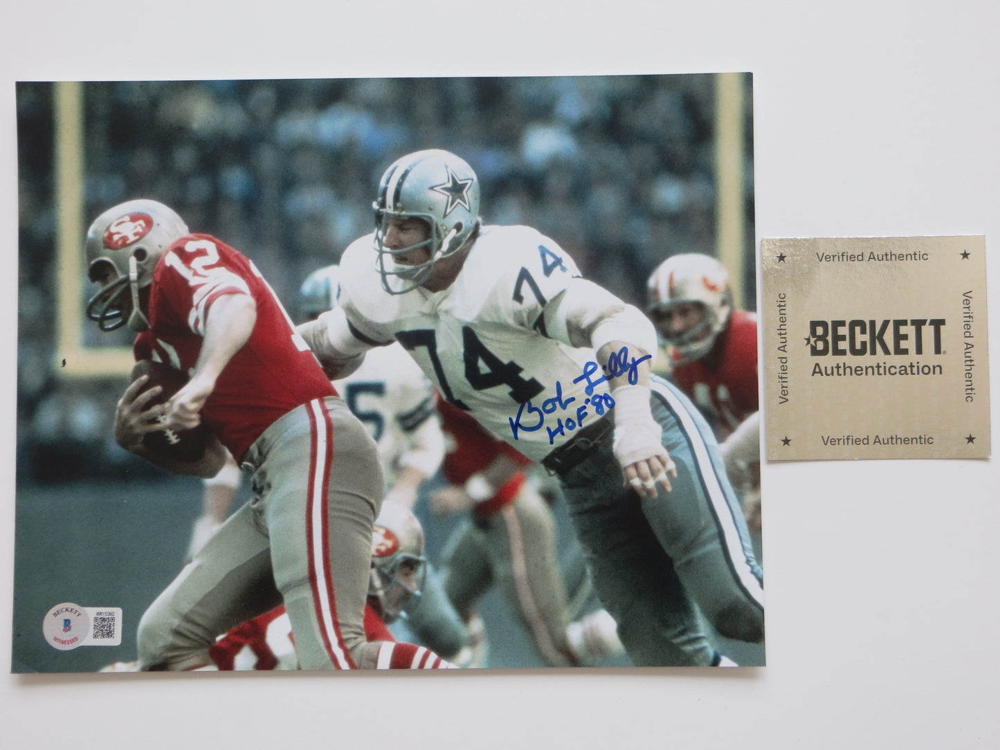 BOB LILLY DALLAS COWBOYS SIGNED 8x10 PHOTOS vs 49ers 8x10 PHOTO BAS COA