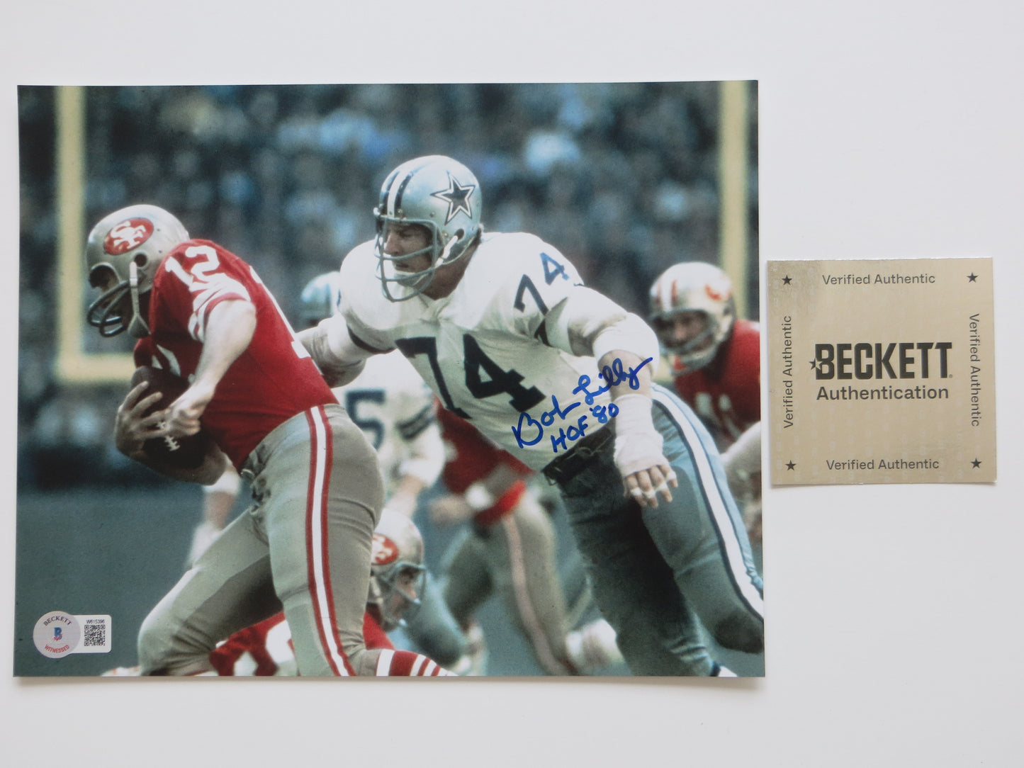 BOB LILLY DALLAS COWBOYS SIGNED 8x10 PHOTOS vs 49ers 8x10 PHOTO BAS COA