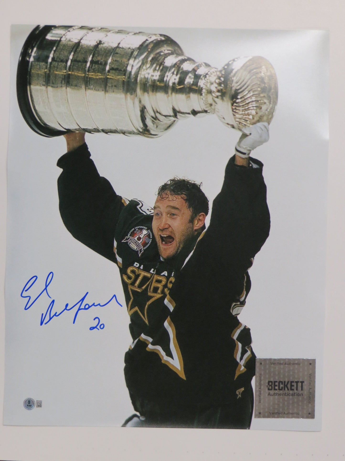 ED BELFOUR Dallas Stars SIGNED STANLEY CUP 16x20 PHOTO Leafs Blackhawks BAS COA