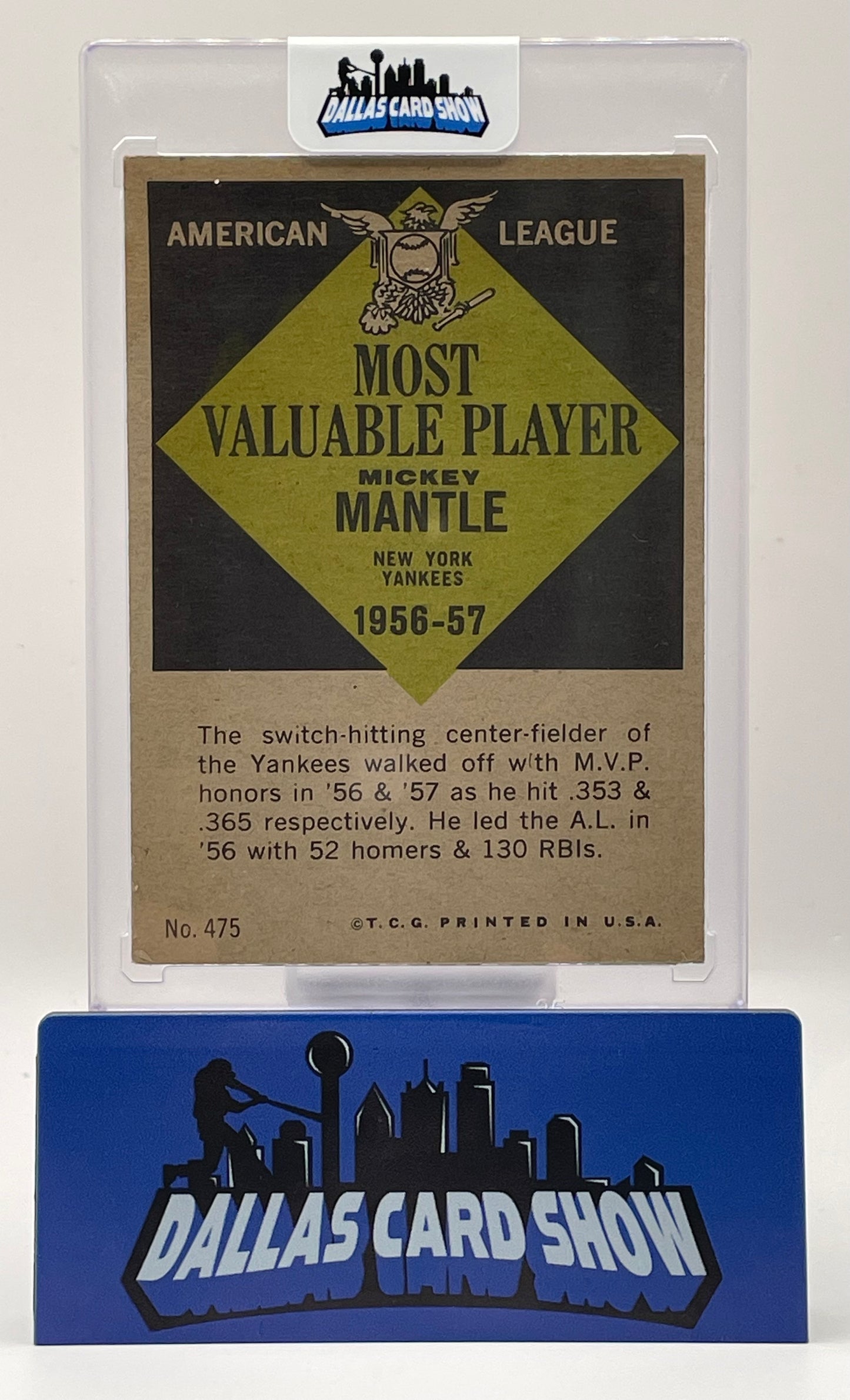 1961 Topps Mickey Mantle MVP #475 American League New York Yankees
