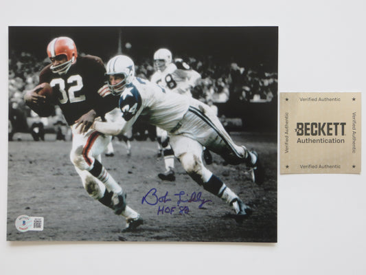 BOB LILLY DALLAS COWBOYS SIGNED 8x10 PHOTO Jim Brown w/HOF BAS