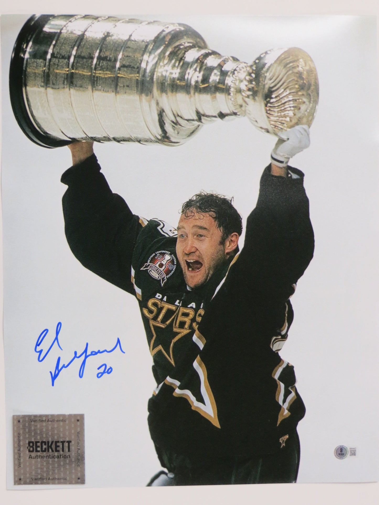 ED BELFOUR Dallas Stars SIGNED STANLEY CUP 16x20 PHOTO Leafs Blackhawks BAS COA