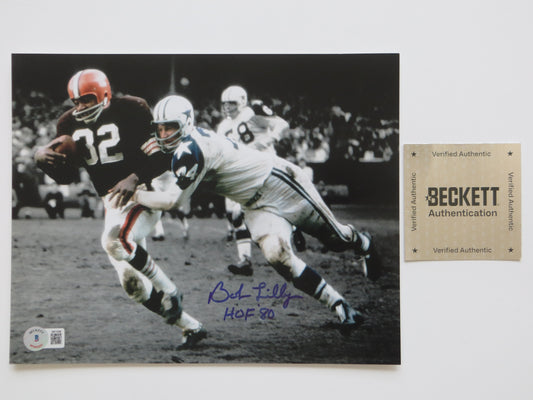 BOB LILLY DALLAS COWBOYS 8x10 PHOTO Tackling Jim Brown BAS