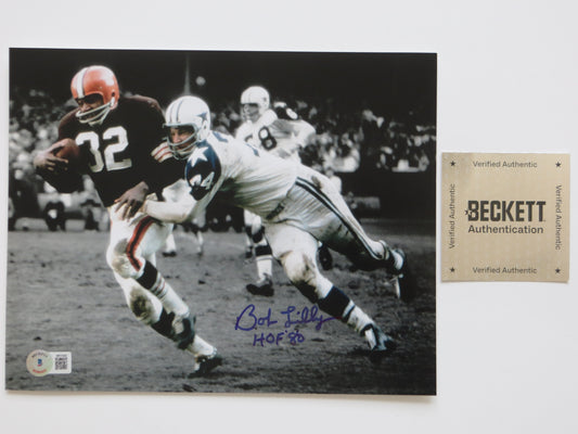 BOB LILLY DALLAS COWBOYS 8x10 PHOTO Tackling Jim Brown BAS