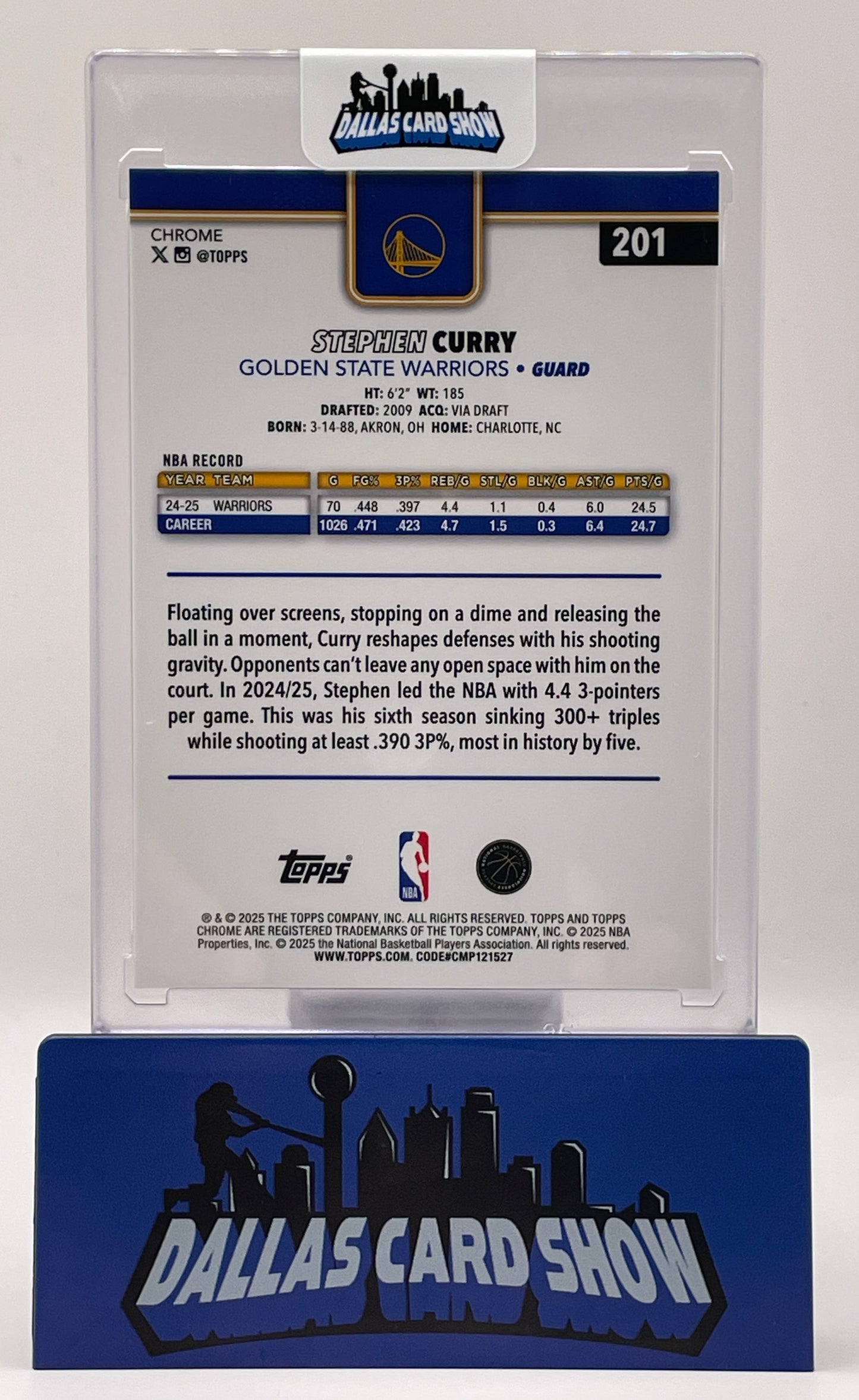 2025 Topps Chrome #201 Stephen Curry Orange Basketball /25