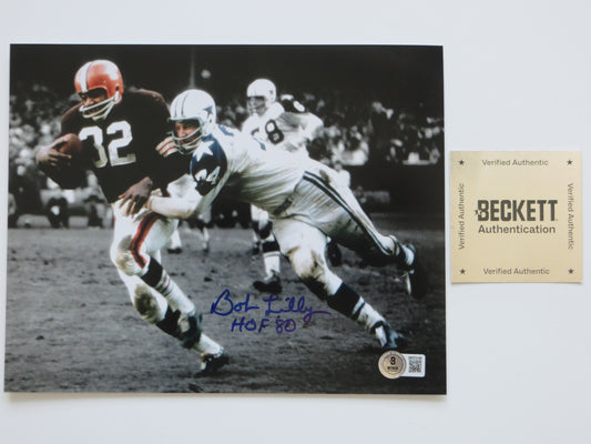 BOB LILLY DALLAS COWBOYS 8x10 PHOTO Tackling Jim Brown BAS