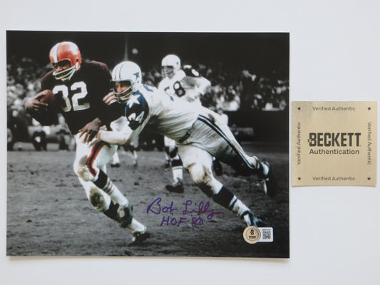 BOB LILLY DALLAS COWBOYS 8x10 PHOTO Tackling Jim Brown BAS