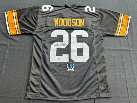 ROD WOODSON Pittsburgh Steelers SIGNED FOOTBALL JERSEY XL Ravens Purdue BAS COA