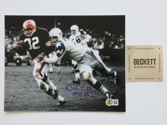 BOB LILLY DALLAS COWBOYS 8x10 PHOTO Tackling Jim Brown BAS