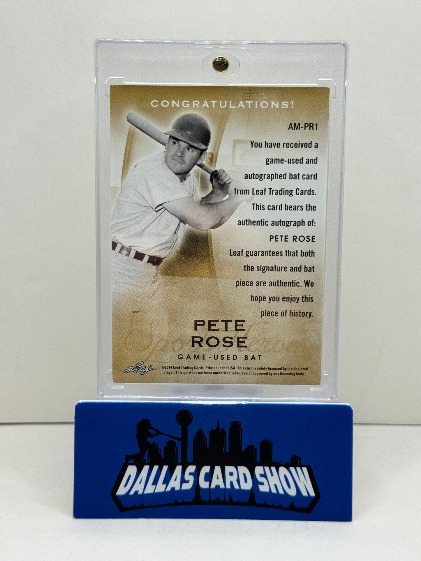 2014 Leaf Autograph/Game Used Bat #05/10 Pete Rose #AM-PR1