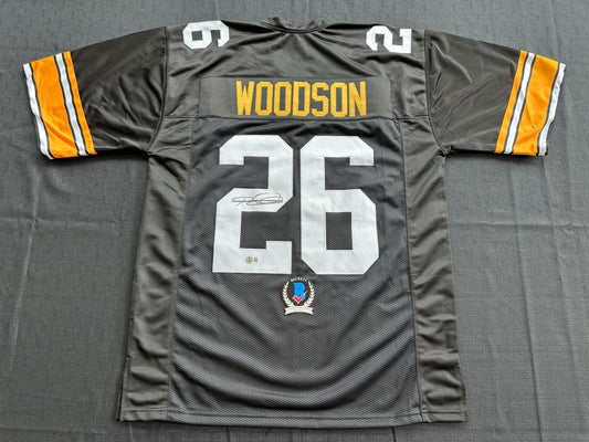 ROD WOODSON Pittsburgh Steelers SIGNED FOOTBALL JERSEY XL Ravens Purdue BAS COA