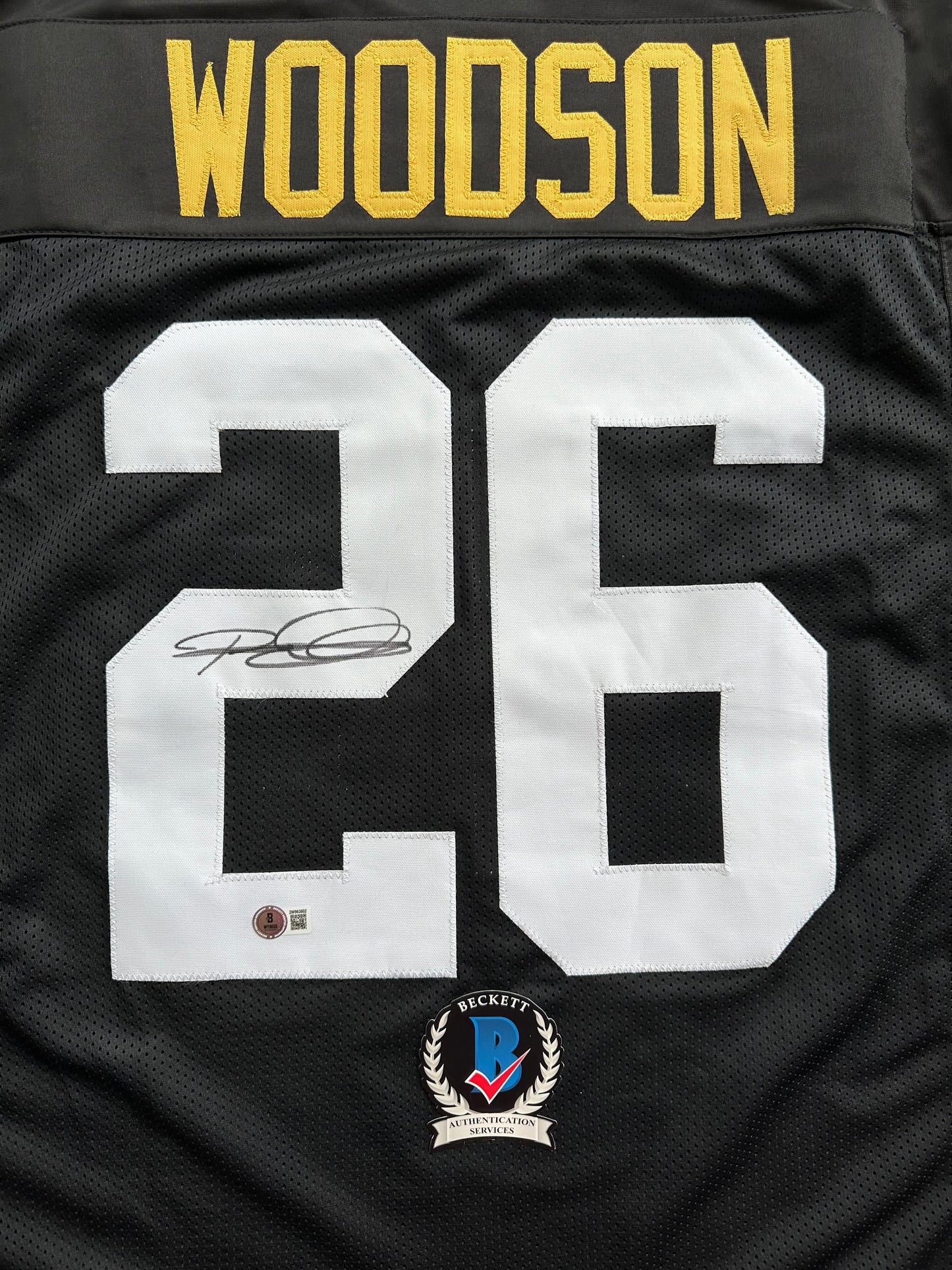 ROD WOODSON Pittsburgh Steelers SIGNED FOOTBALL JERSEY XL Ravens Purdue BAS COA
