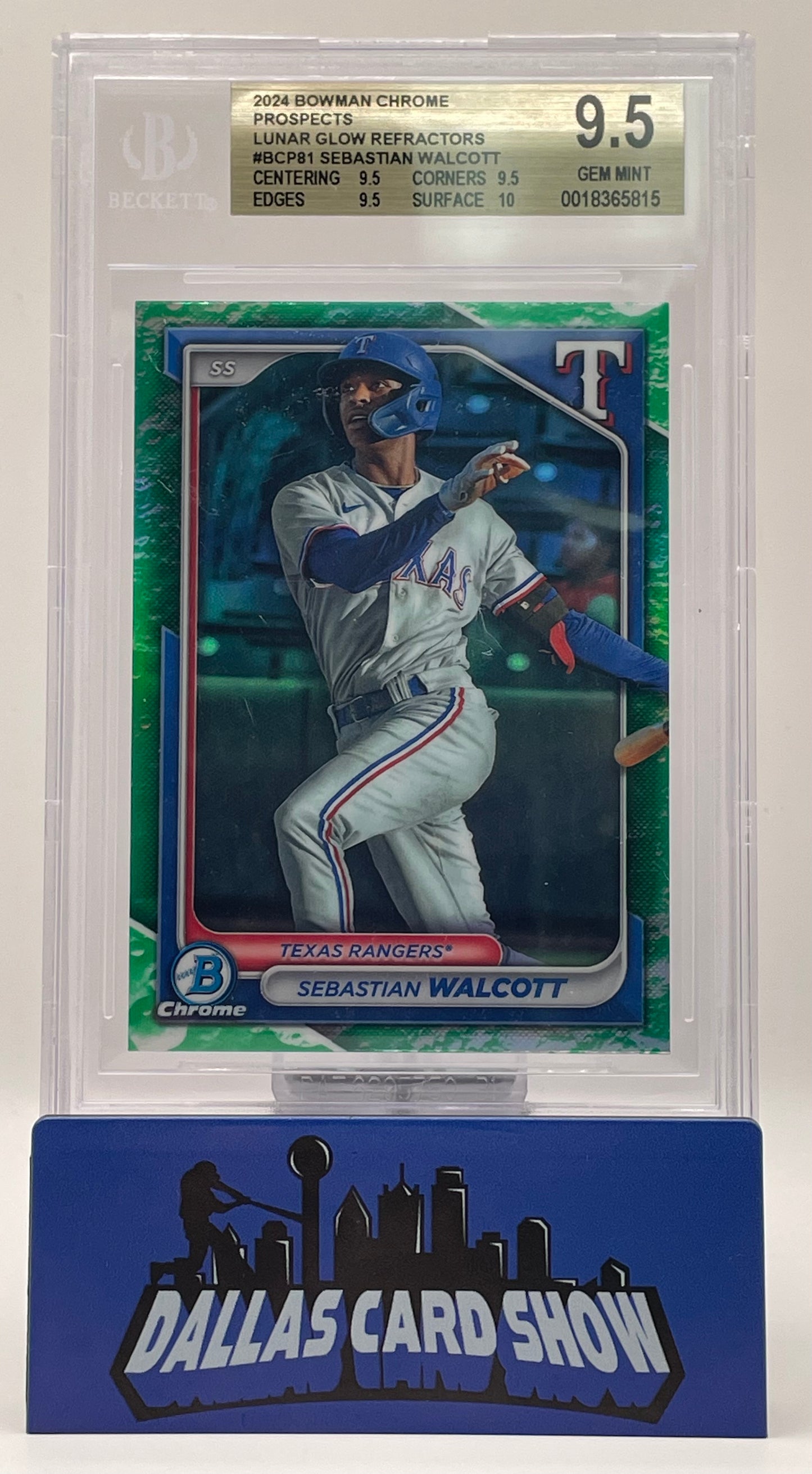 2024 Bowman Chrome #BCP81 Sebastian Walcott Lunar Glow Refractor BGS 9.5