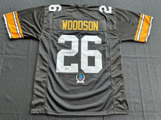 ROD WOODSON Pittsburgh Steelers SIGNED FOOTBALL JERSEY XL Ravens Purdue BAS COA