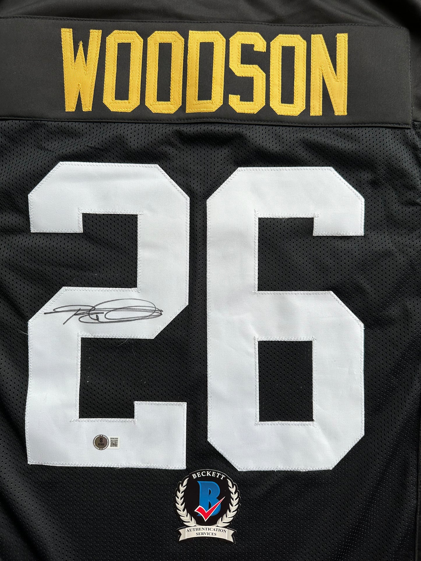 ROD WOODSON Pittsburgh Steelers SIGNED FOOTBALL JERSEY XL Ravens Purdue BAS COA