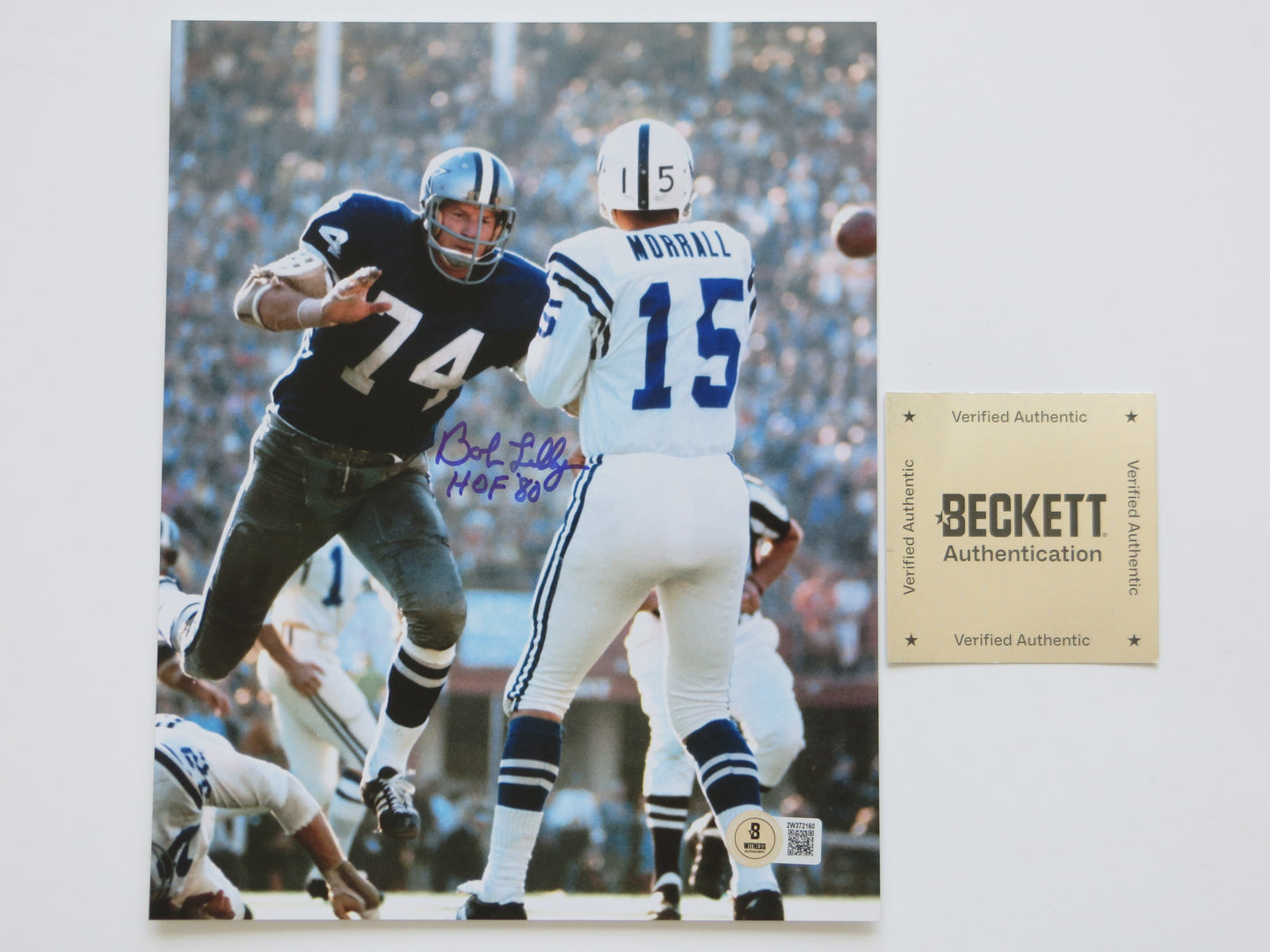 BOB LILLY DALLAS COWBOYS SIGNED 8x10 PHOTO w/HOF80 Colts BAS COA