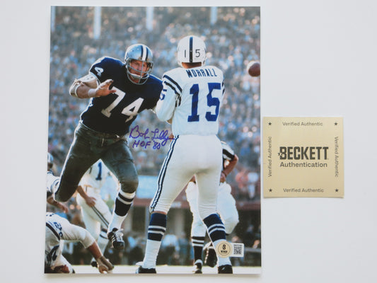 BOB LILLY DALLAS COWBOYS SIGNED 8x10 PHOTO w/HOF80 Colts BAS COA