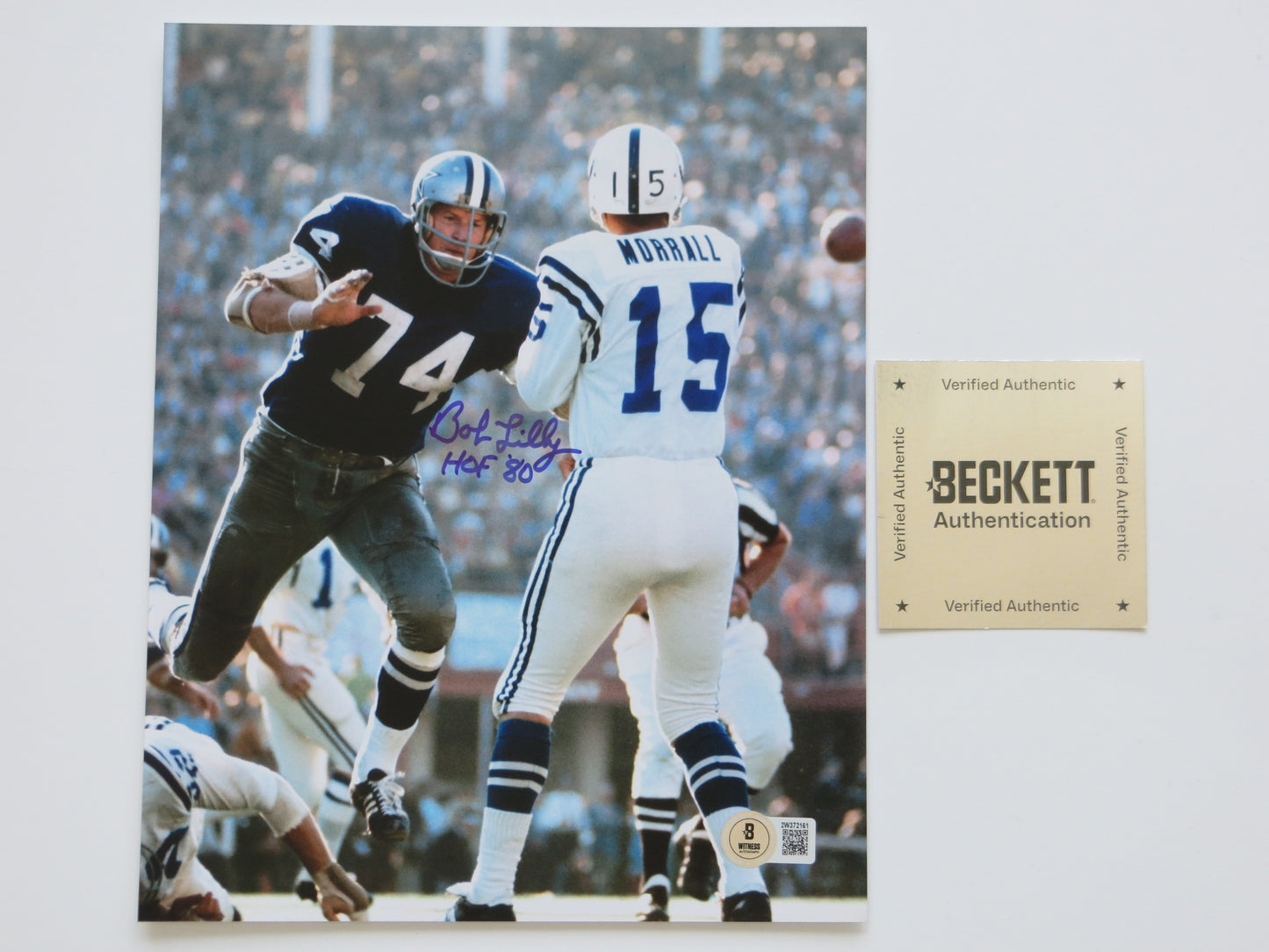 BOB LILLY DALLAS COWBOYS SIGNED 8x10 PHOTO w/HOF80 Colts BAS COA