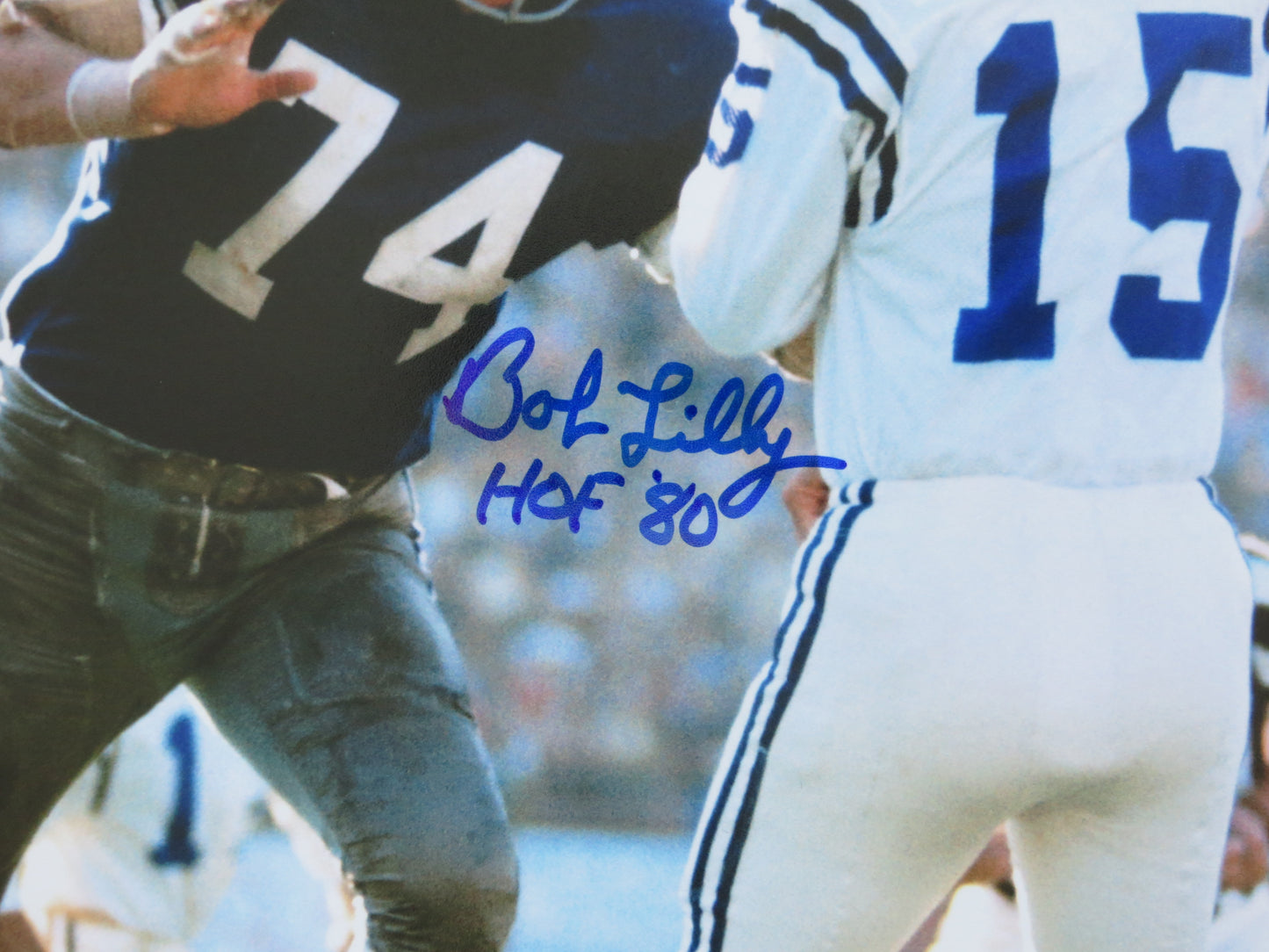 BOB LILLY DALLAS COWBOYS SIGNED 8x10 PHOTO w/HOF80 Colts BAS COA
