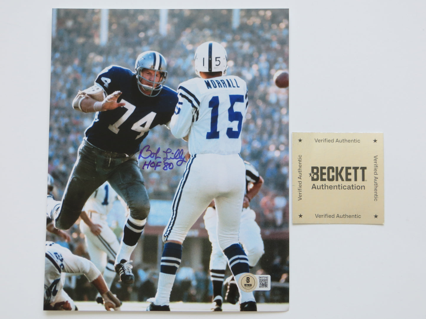 BOB LILLY DALLAS COWBOYS SIGNED 8x10 PHOTO w/HOF80 Colts BAS COA