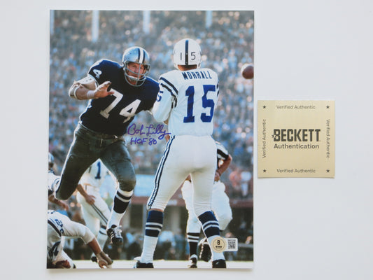 BOB LILLY DALLAS COWBOYS SIGNED 8x10 PHOTO w/HOF80 Colts BAS COA