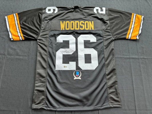 ROD WOODSON Pittsburgh Steelers SIGNED FOOTBALL JERSEY XL Ravens Purdue BAS COA