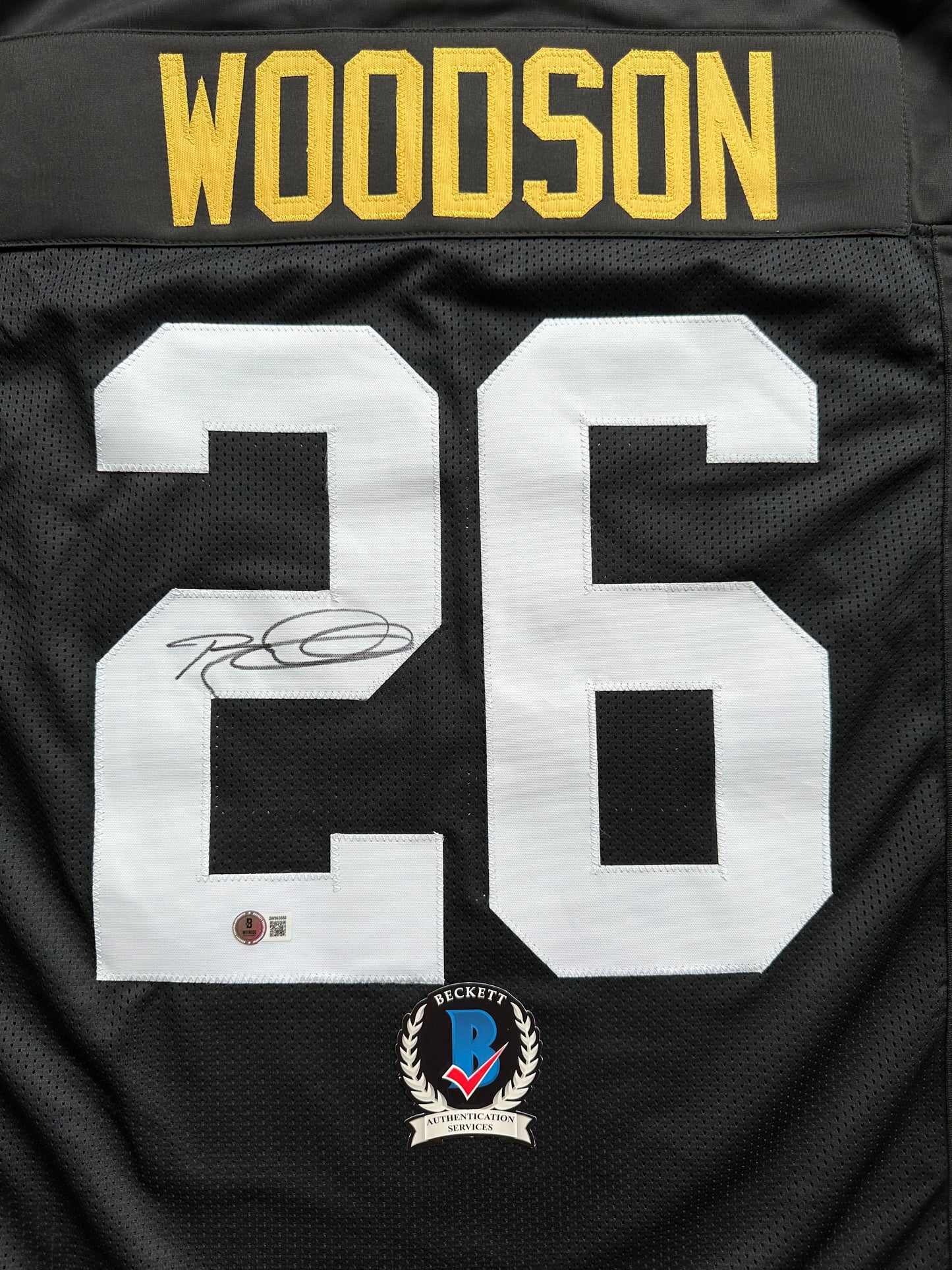 ROD WOODSON Pittsburgh Steelers SIGNED FOOTBALL JERSEY XL Ravens Purdue BAS COA
