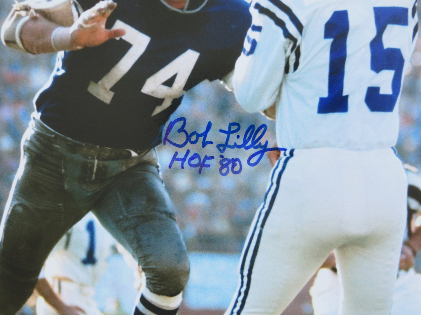 BOB LILLY DALLAS COWBOYS SIGNED 8x10 PHOTO w/HOF80 Colts BAS COA