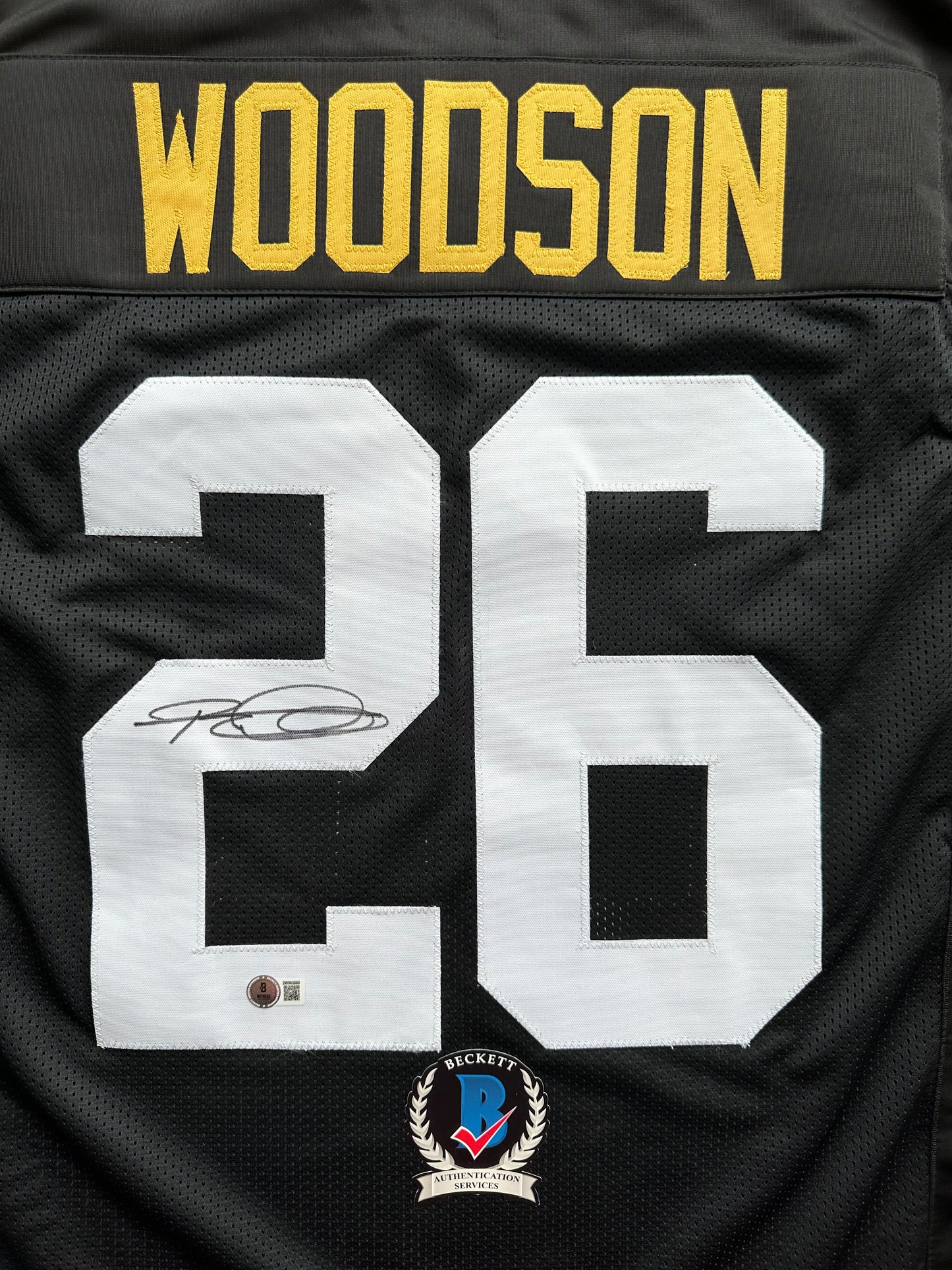ROD WOODSON Pittsburgh Steelers SIGNED FOOTBALL JERSEY XL Ravens Purdue BAS COA
