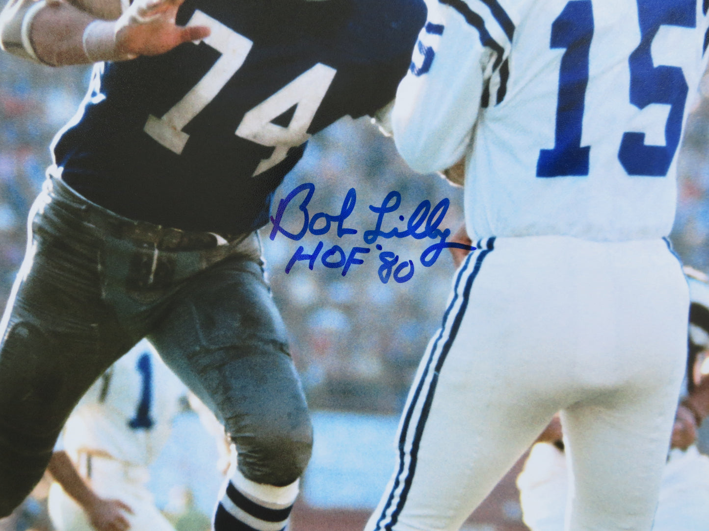 BOB LILLY DALLAS COWBOYS SIGNED 8x10 PHOTO w/HOF80 Colts BAS COA