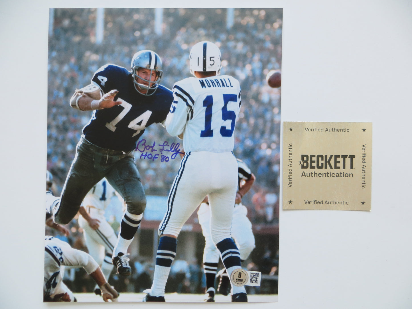 BOB LILLY DALLAS COWBOYS SIGNED 8x10 PHOTO w/HOF80 Colts BAS COA