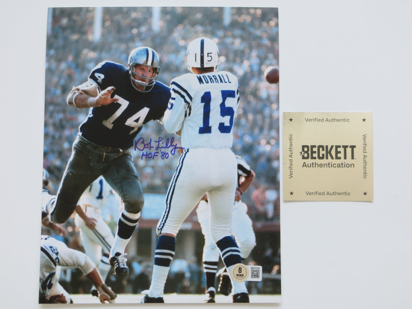 BOB LILLY DALLAS COWBOYS SIGNED 8x10 PHOTO w/HOF80 Colts BAS COA
