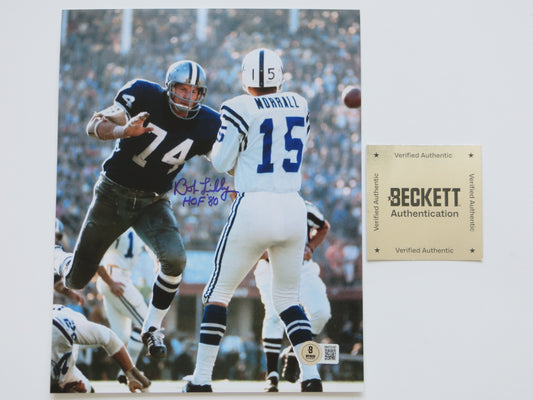 BOB LILLY DALLAS COWBOYS SIGNED 8x10 PHOTO w/HOF80 Colts BAS COA