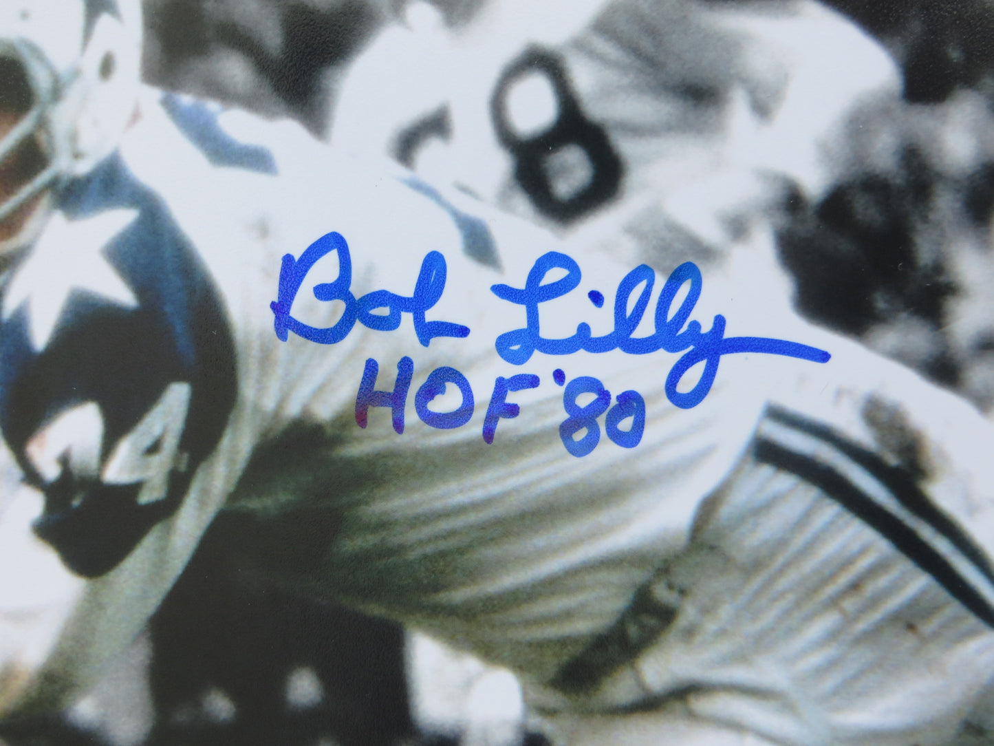BOB LILLY DALLAS COWBOYS SIGNED 8x10 PHOTO Jim Brown w/HOF BAS