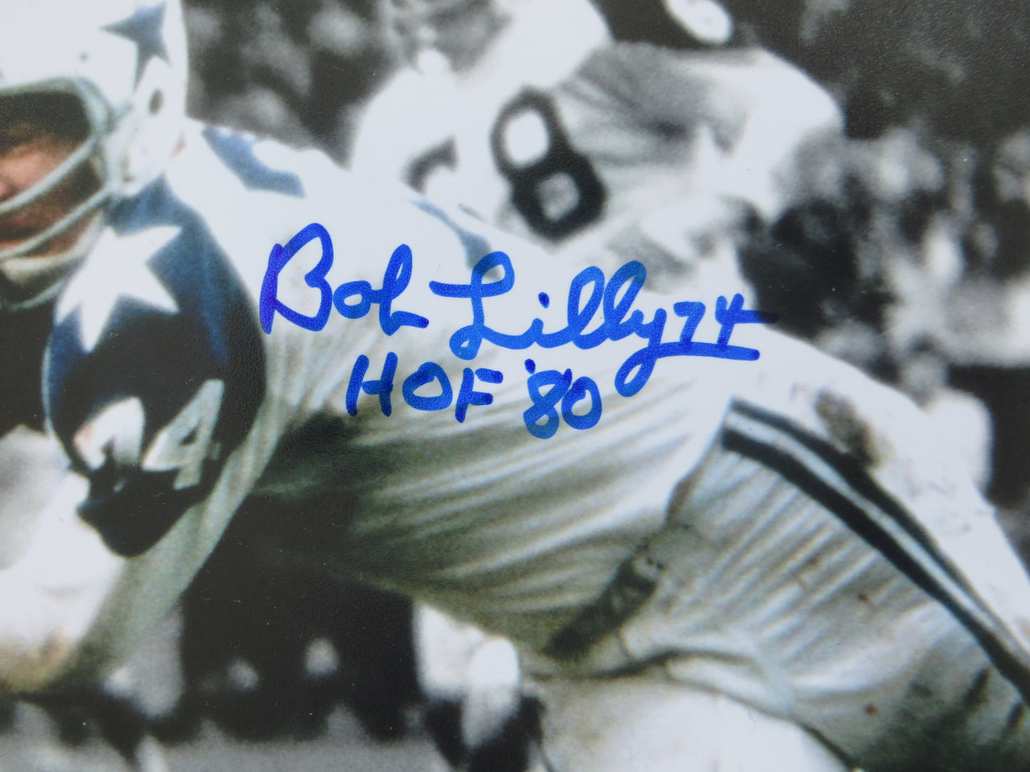 BOB LILLY DALLAS COWBOYS SIGNED 8x10 PHOTO Jim Brown w/HOF BAS