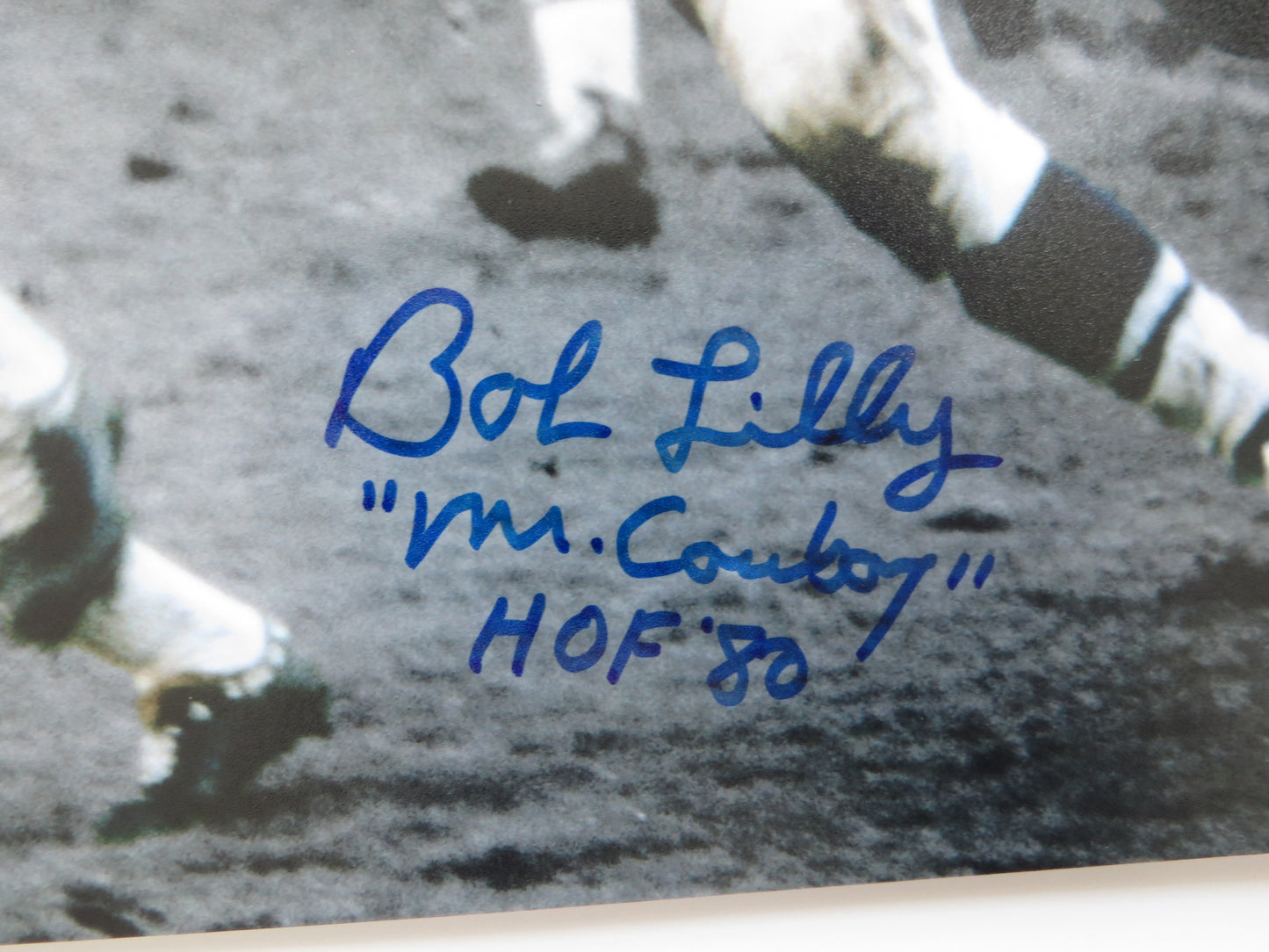 BOB LILLY DALLAS COWBOYS SIGNED 8x10 PHOTO Jim Brown w/HOF BAS