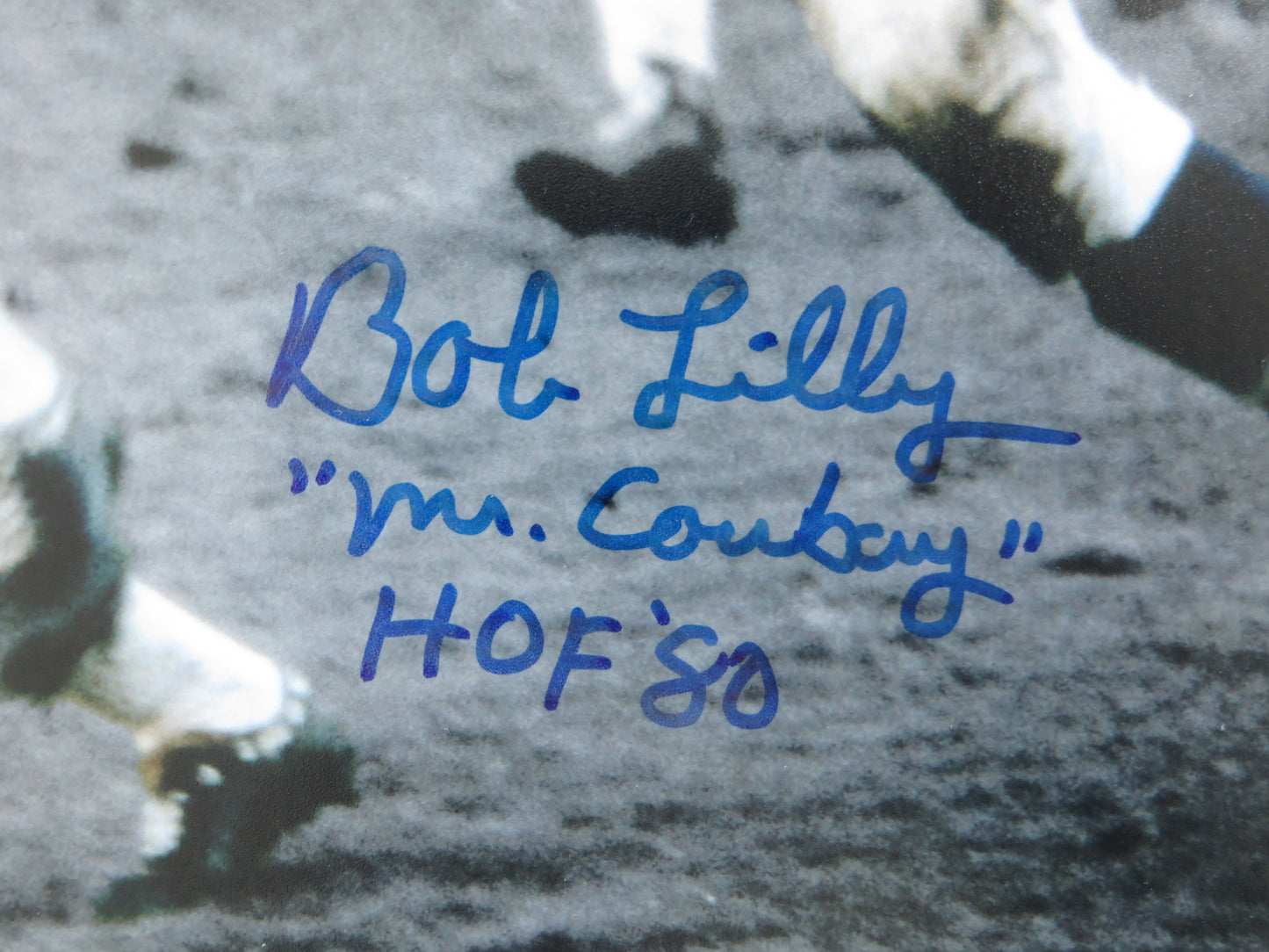 BOB LILLY DALLAS COWBOYS SIGNED 8x10 PHOTO Jim Brown w/HOF BAS