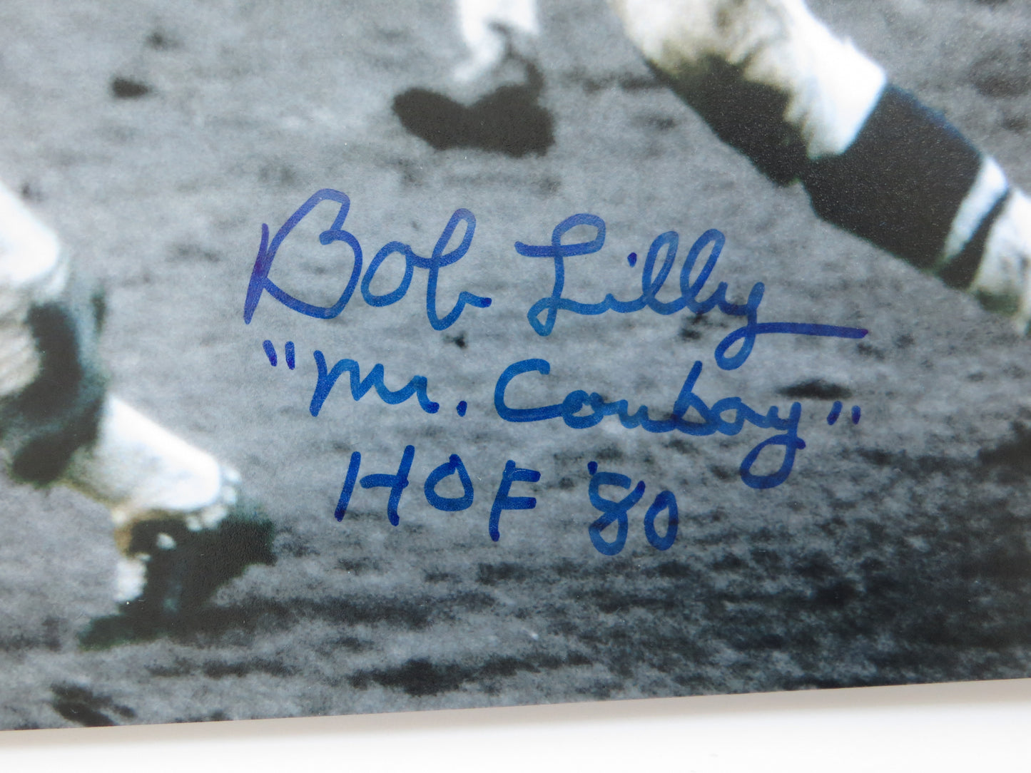 BOB LILLY DALLAS COWBOYS SIGNED 8x10 PHOTO Jim Brown w/HOF BAS