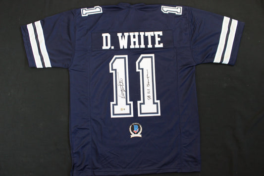 DANNY WHITE BLUE SIGNED FOOTBALL JERSEY XL w/SB XI MVP BAS