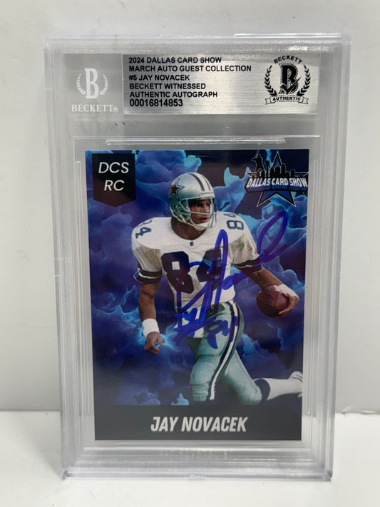 2024 Dallas Card Show Jay Novacek #5 Beckett Witnessed Authentic Autograph (4853)