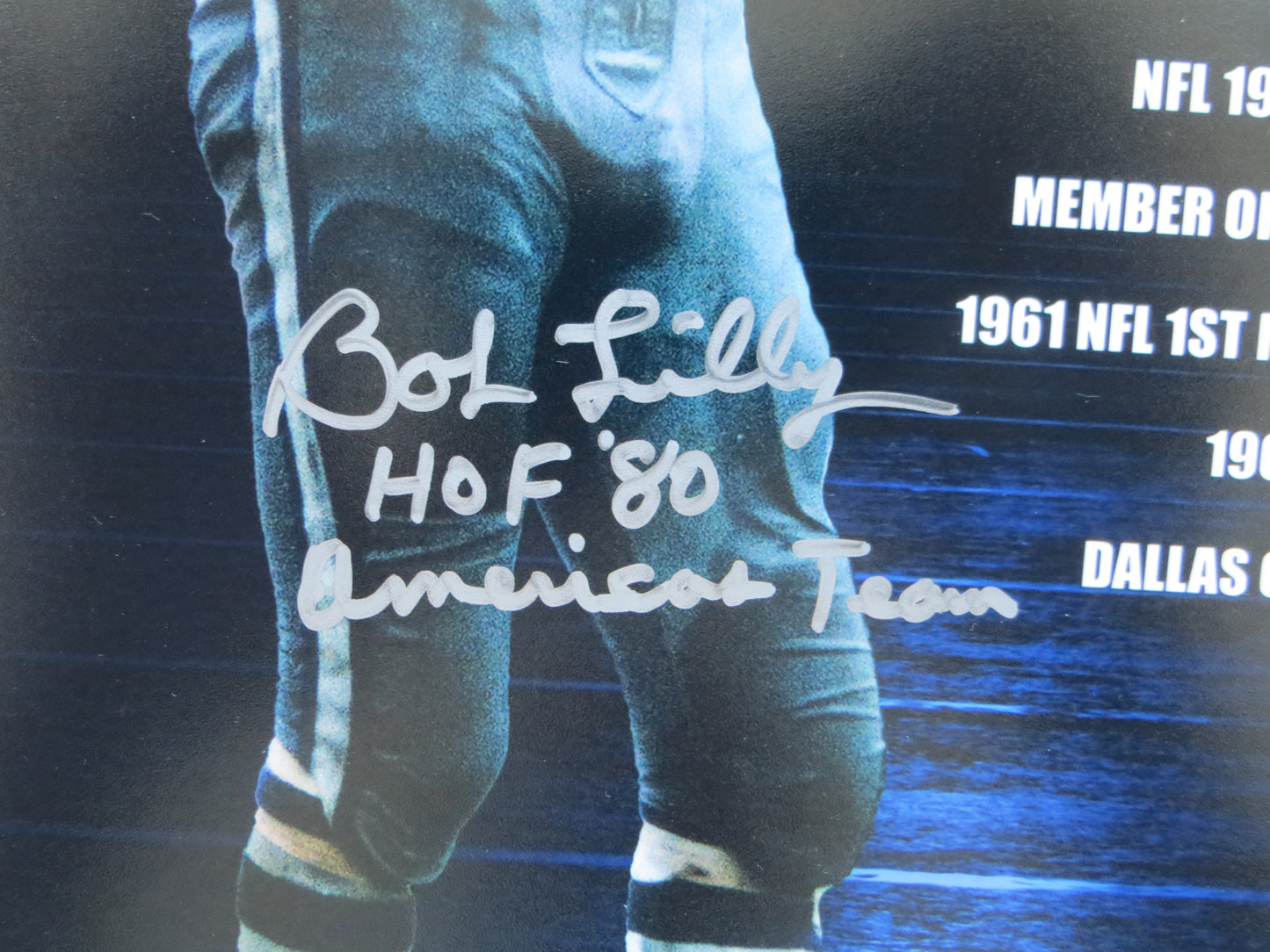 BOB LILLY DALLAS COWBOYS SIGNED 8x10 w/HOF AmericasTeam TCU BAS