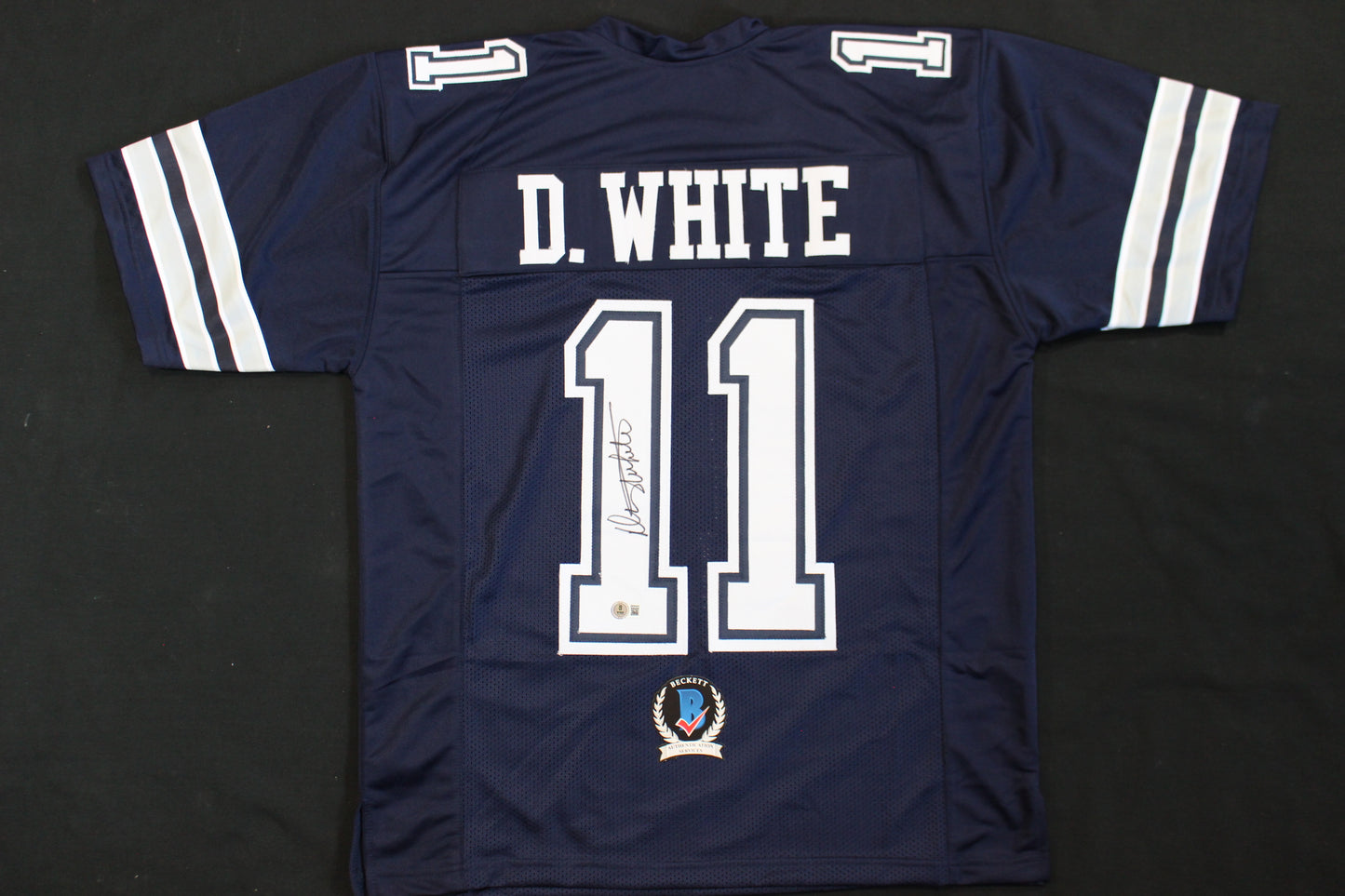 DANNY WHITE SIGNED FOOTBALL ROAD JERSEY L Dallas Cowboys BAS COA
