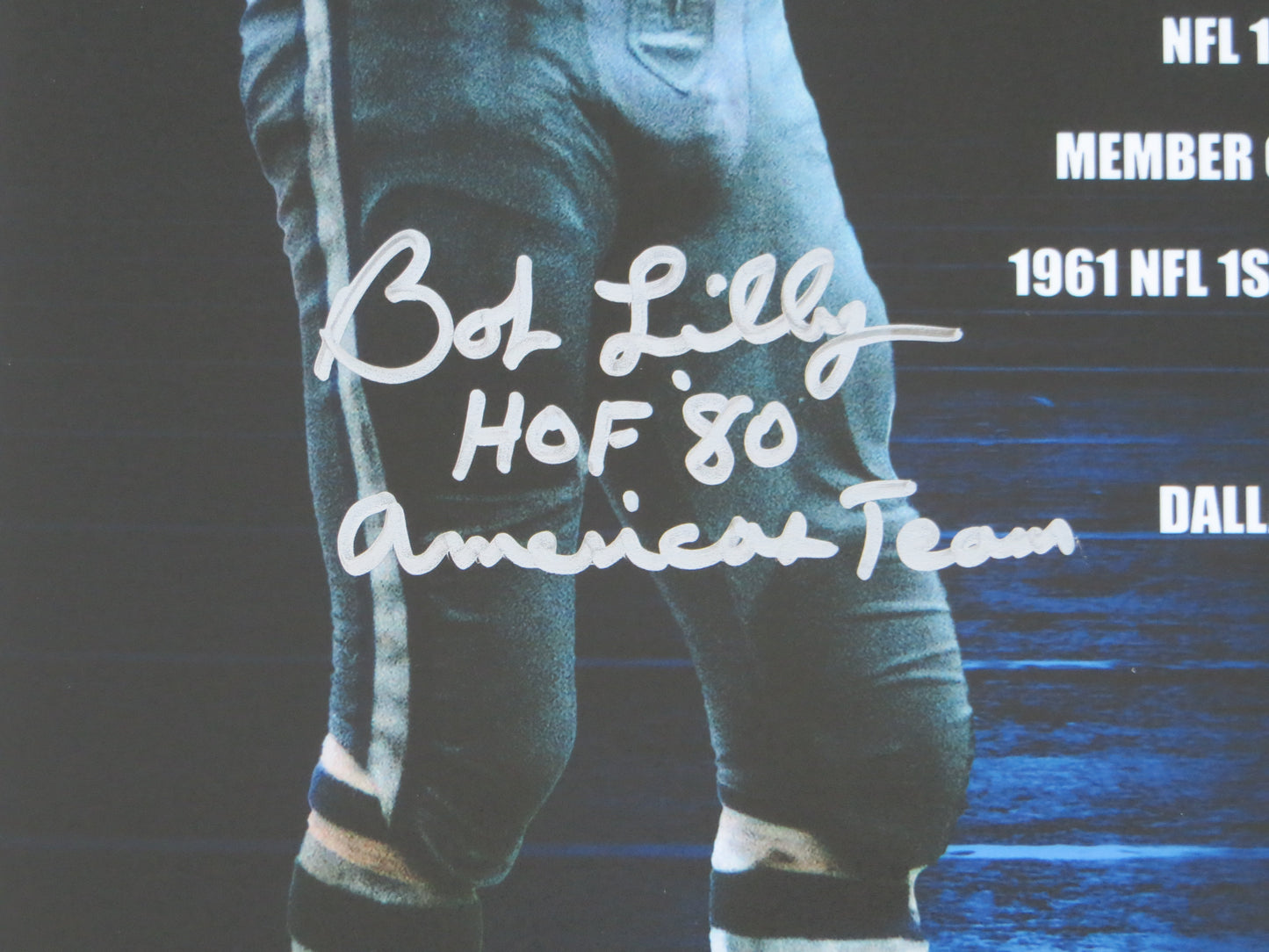 BOB LILLY DALLAS COWBOYS SIGNED 8x10 w/HOF AmericasTeam TCU BAS