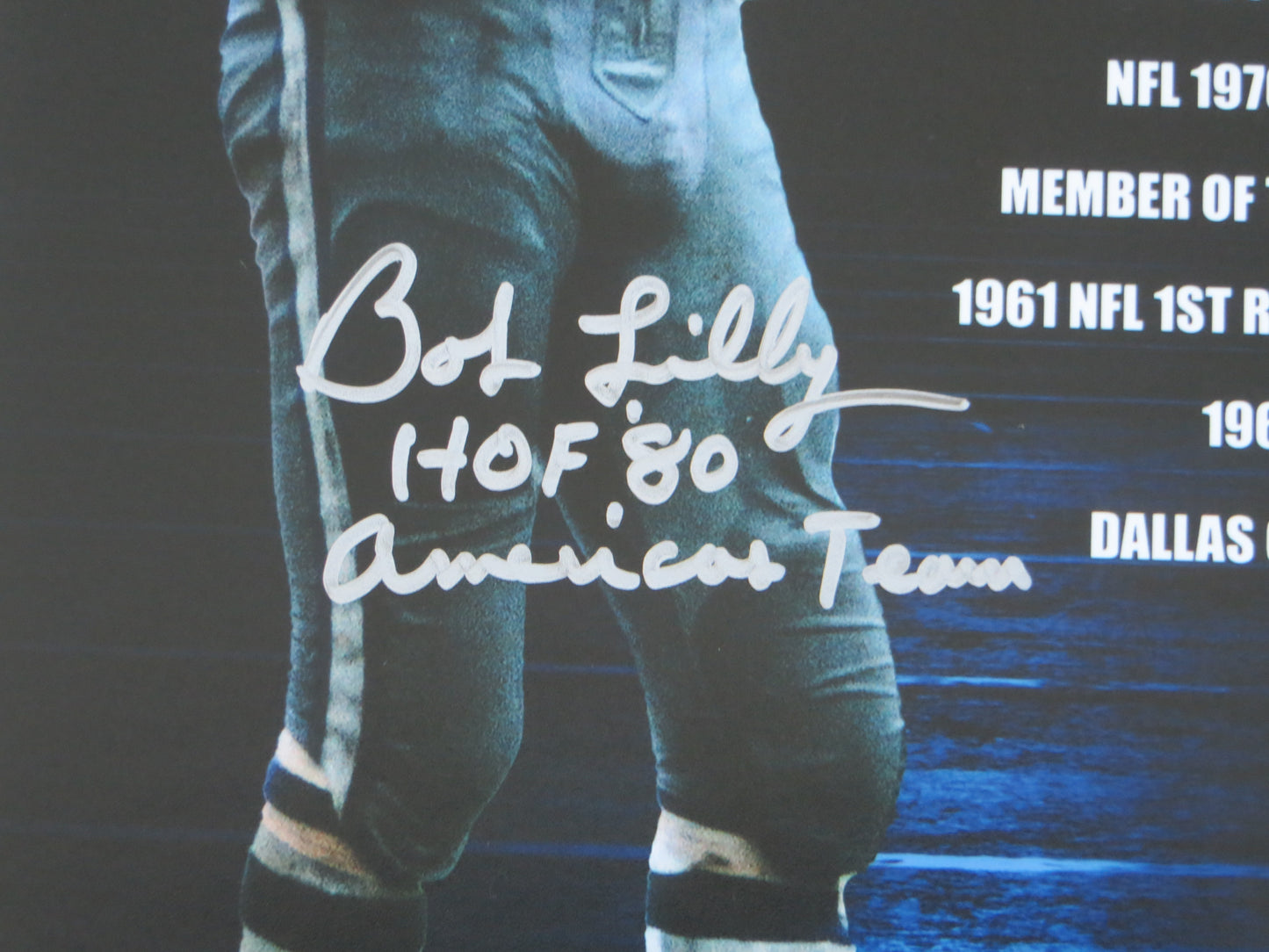 BOB LILLY DALLAS COWBOYS SIGNED 8x10 w/HOF AmericasTeam TCU BAS