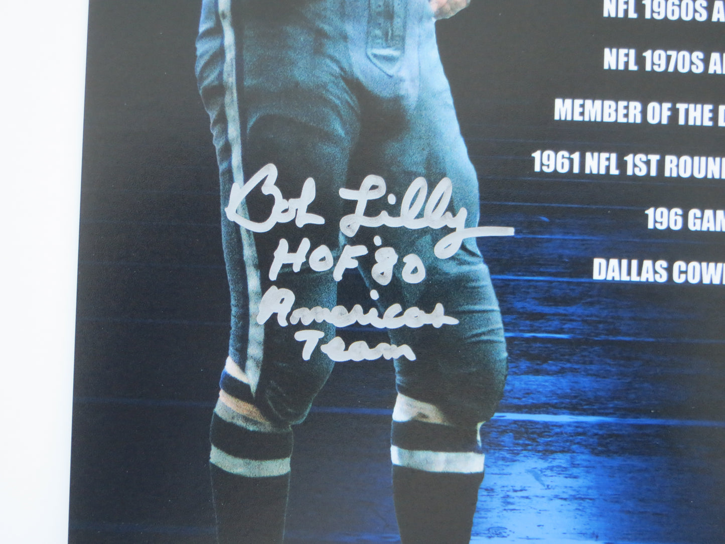 BOB LILLY DALLAS COWBOYS SIGNED 8x10 w/HOF AmericasTeam TCU BAS