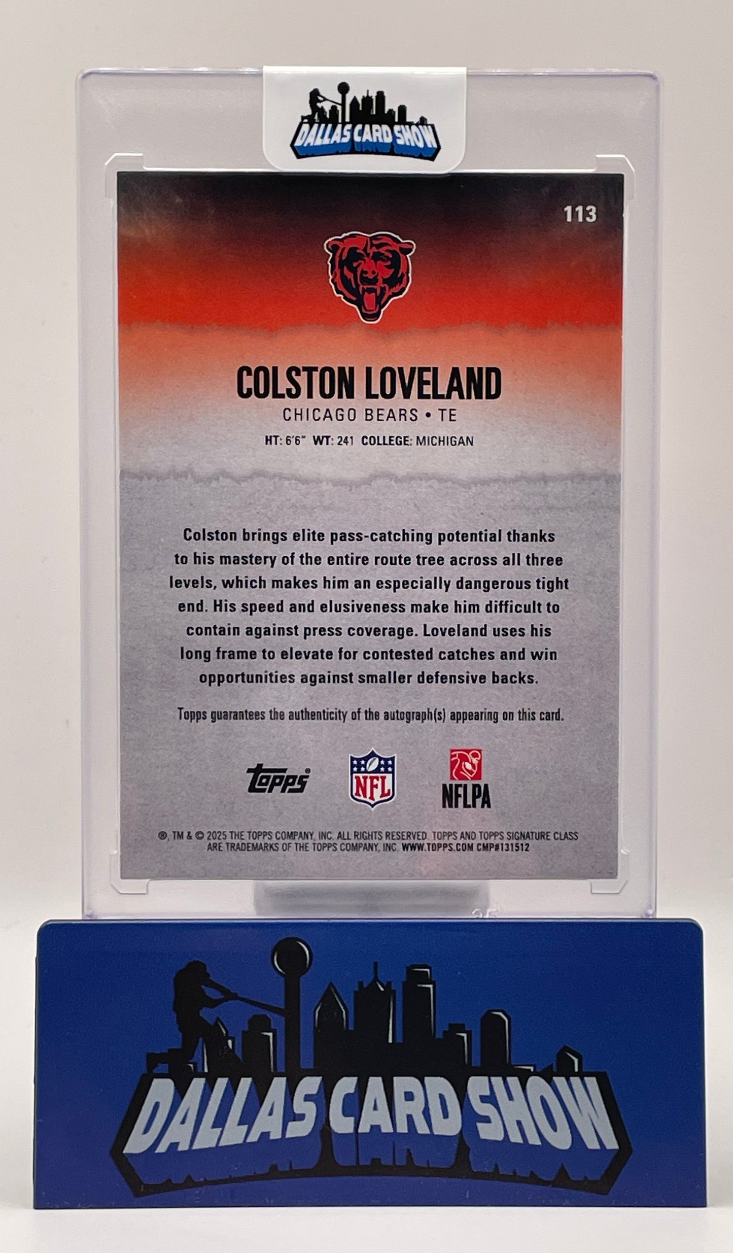 2025 Signature Class #113 Colston Loveland Red Rookie Autograph /25