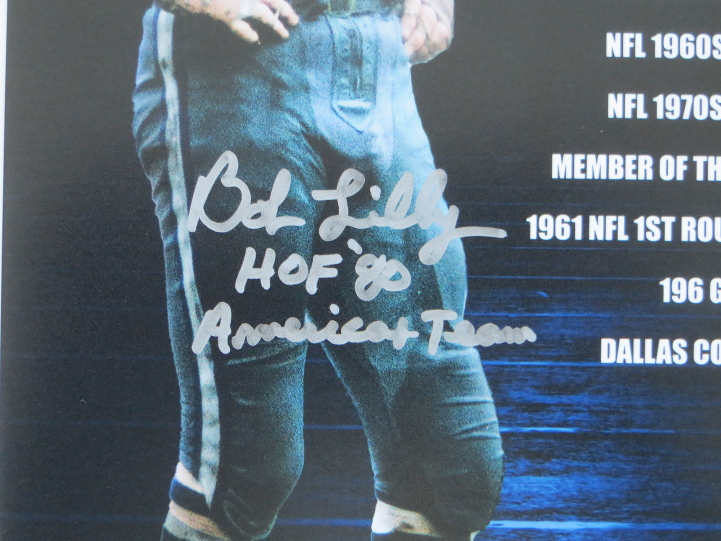 BOB LILLY DALLAS COWBOYS SIGNED 8x10 w/HOF AmericasTeam TCU BAS