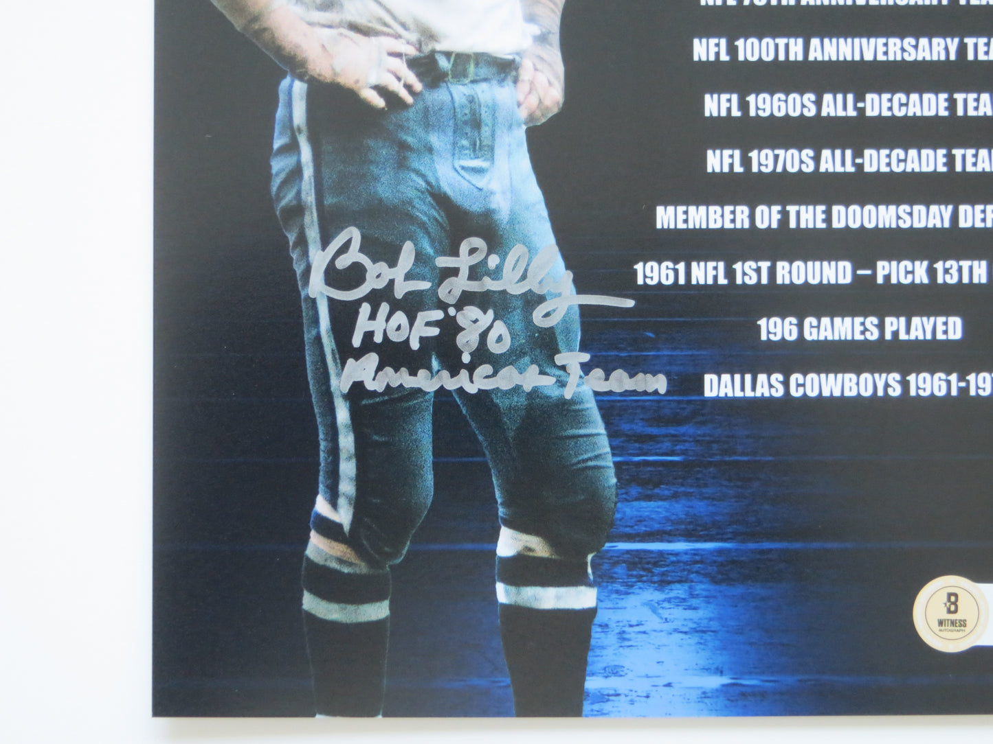 BOB LILLY DALLAS COWBOYS SIGNED 8x10 w/HOF AmericasTeam TCU BAS